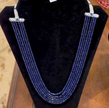Blue sapphire  cut finish necklace