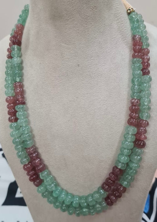 Strawberry quartz pumpkin beads multi necklace