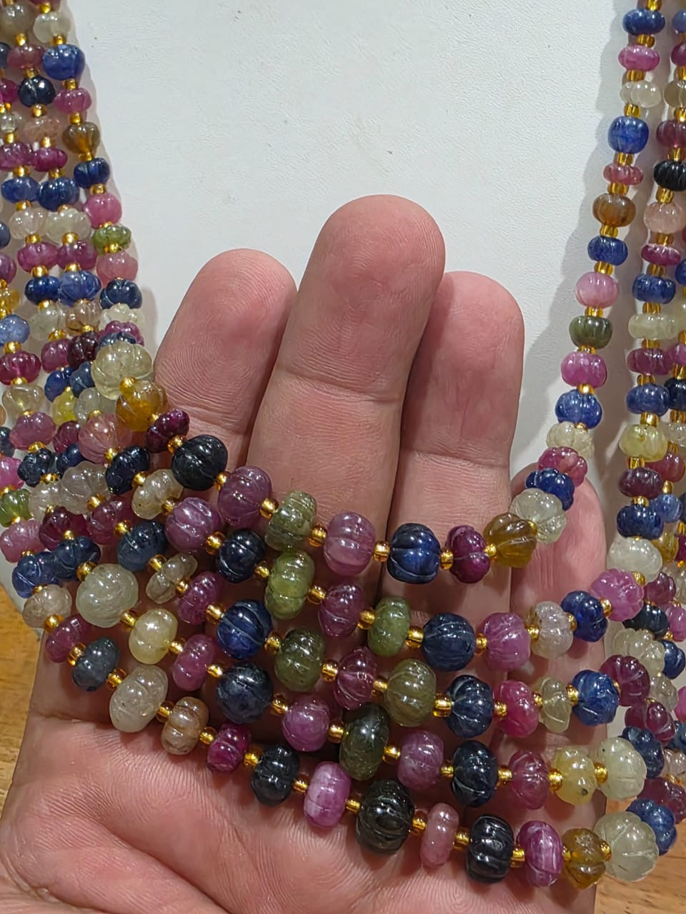 Multi sapphire pumpkin beads necklace