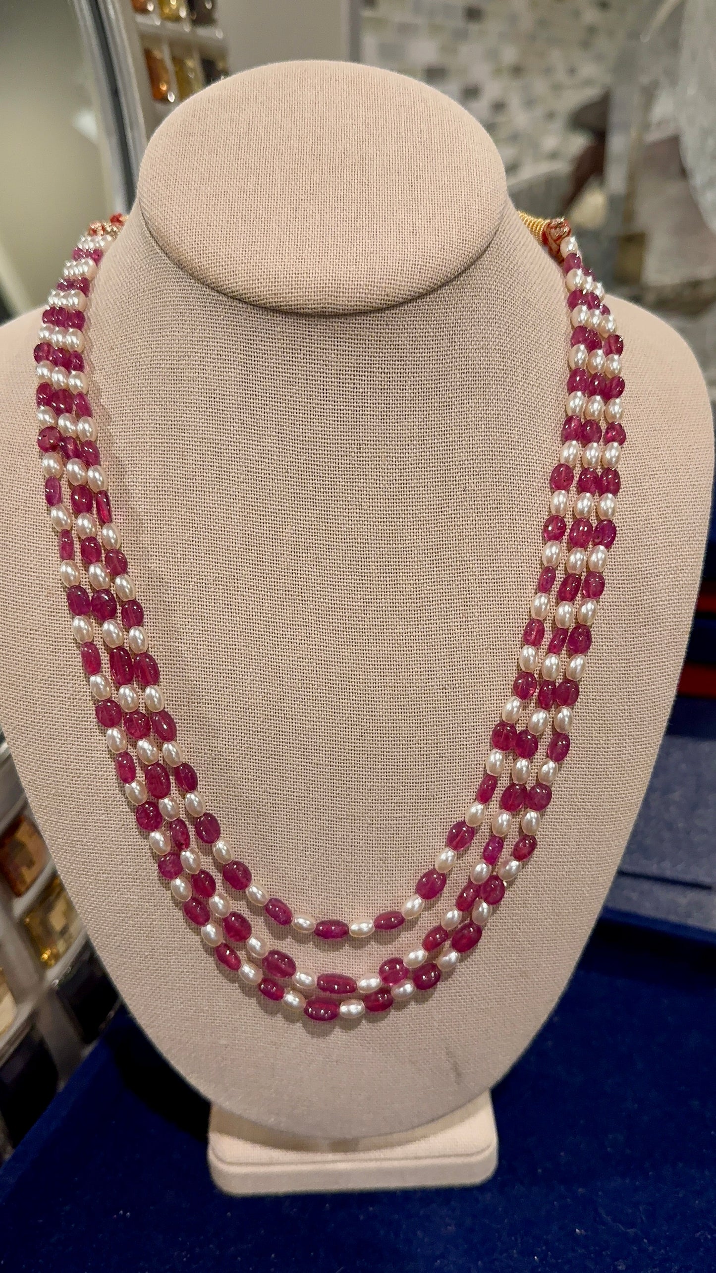 Natural Ruby and pearls necklace