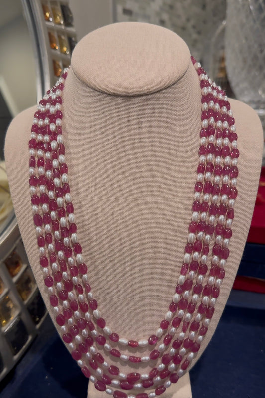 Natural Ruby and pearls necklace