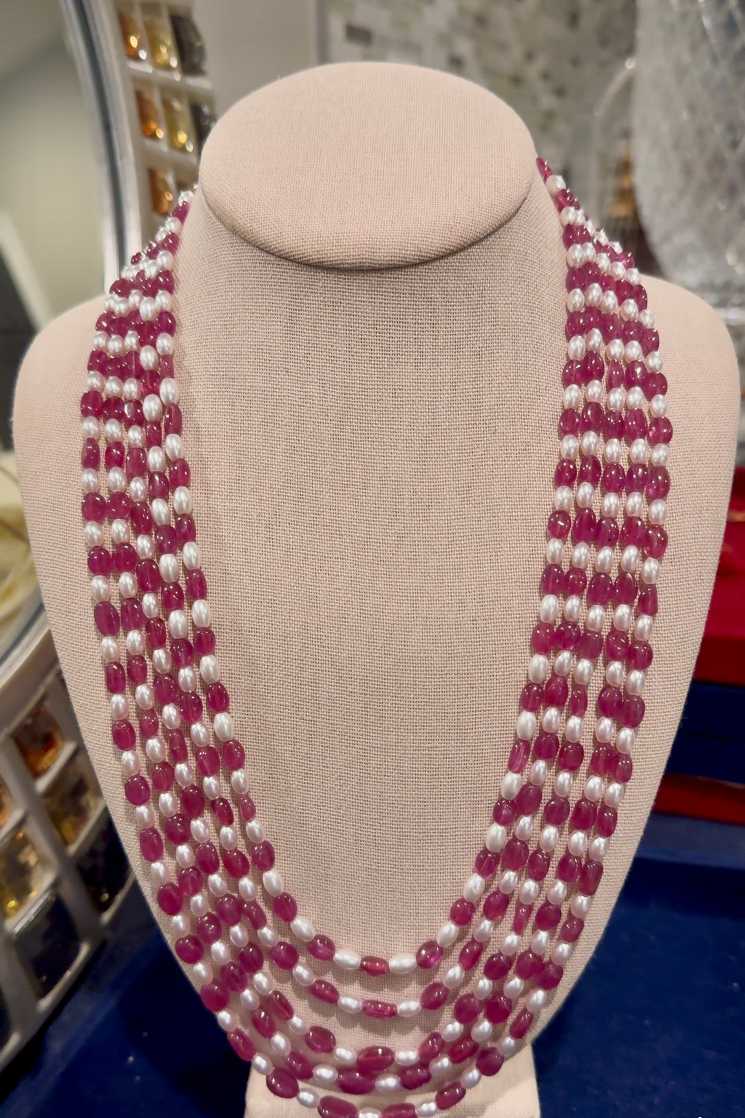 Natural Ruby and pearls necklace