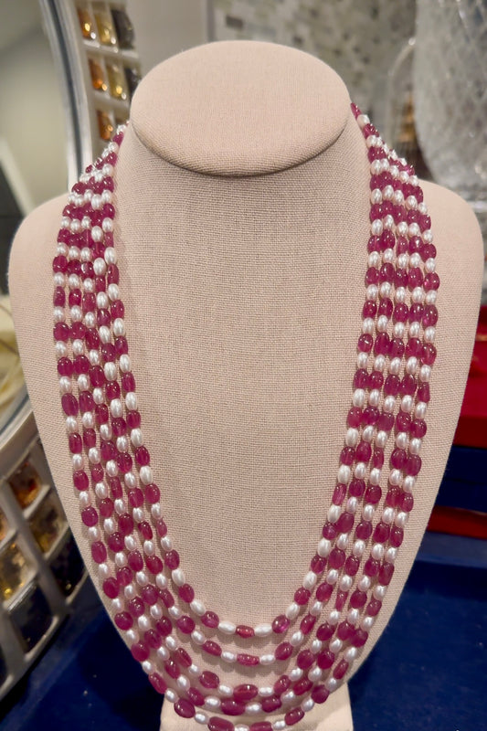 Natural Ruby and pearls necklace