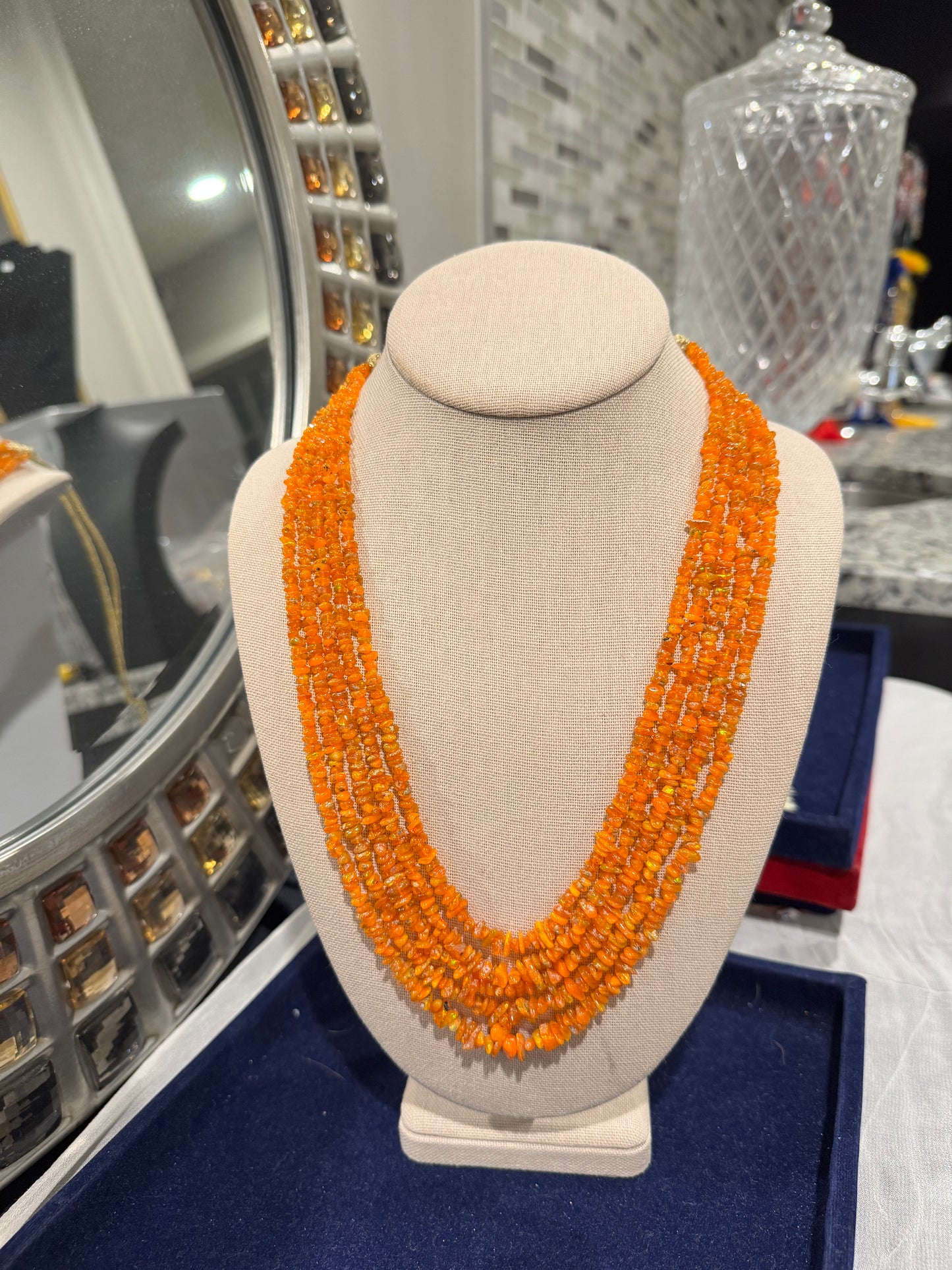 Fire opal necklace