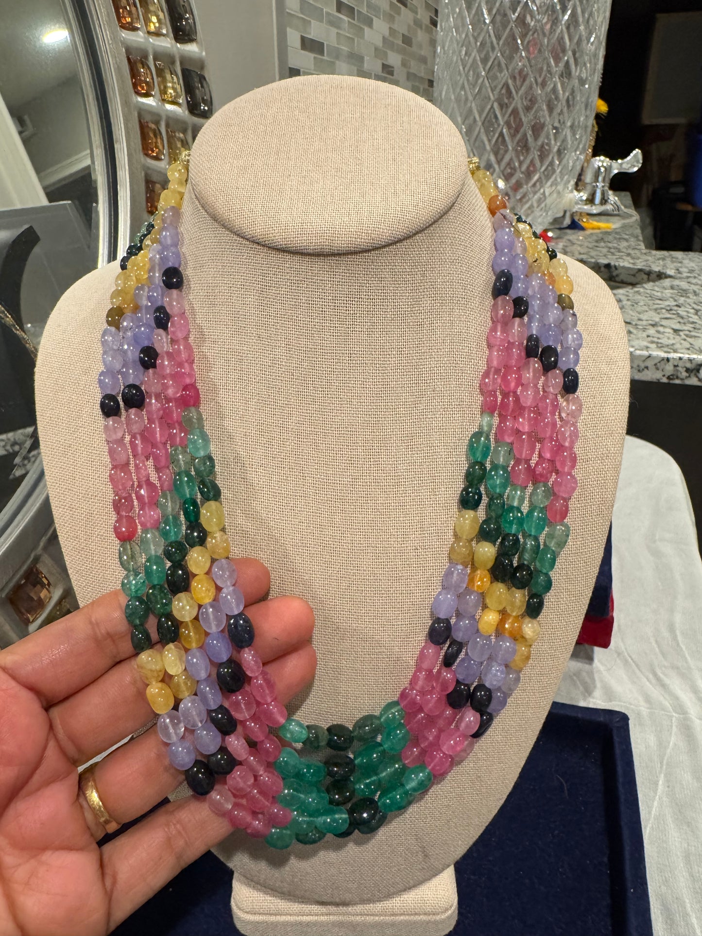 Multi color quartz necklace