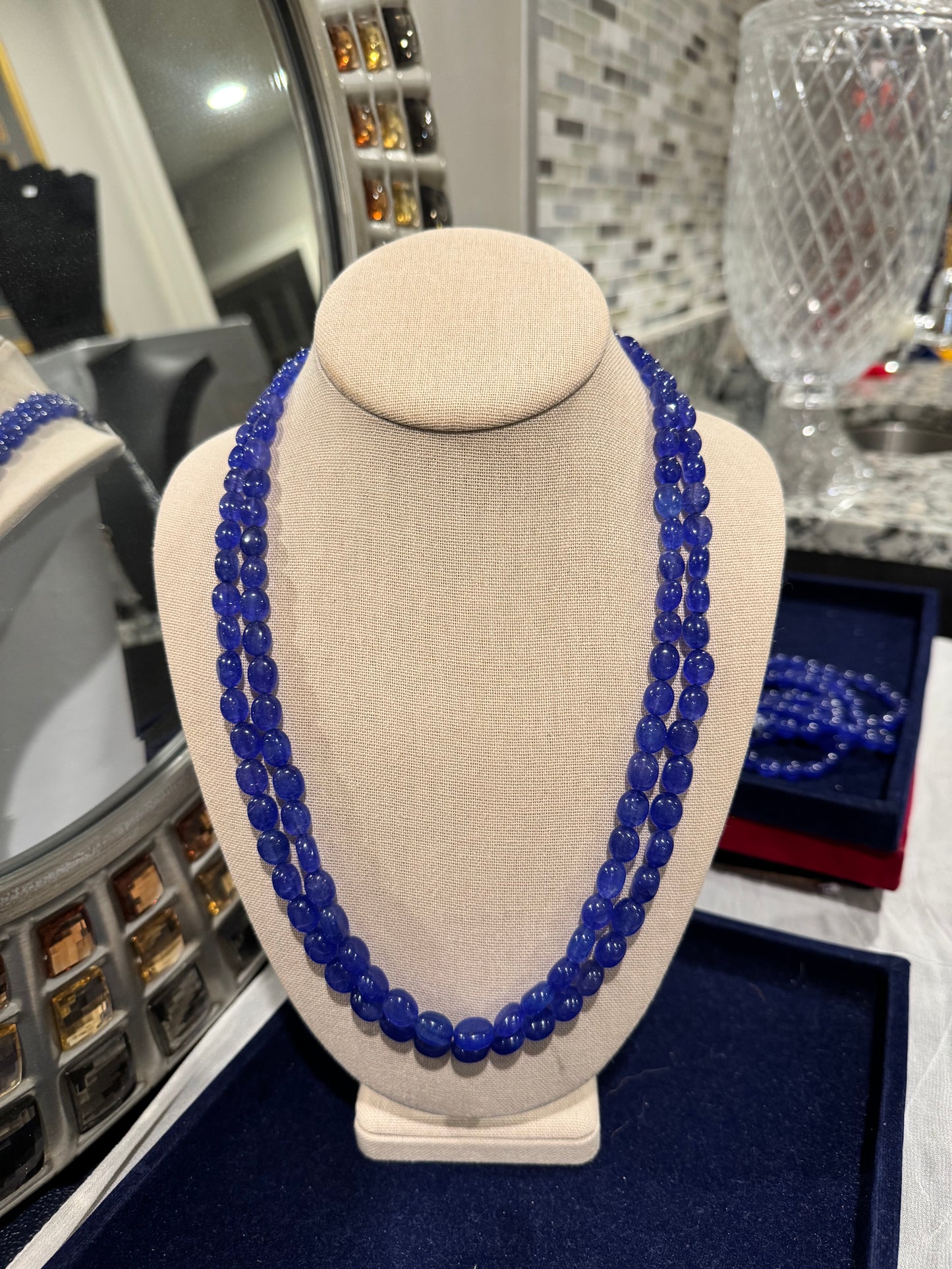 Blue quartz necklace