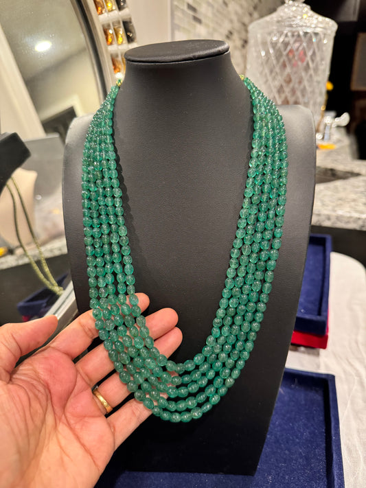 Green strawberry quartz oval smooth necklace