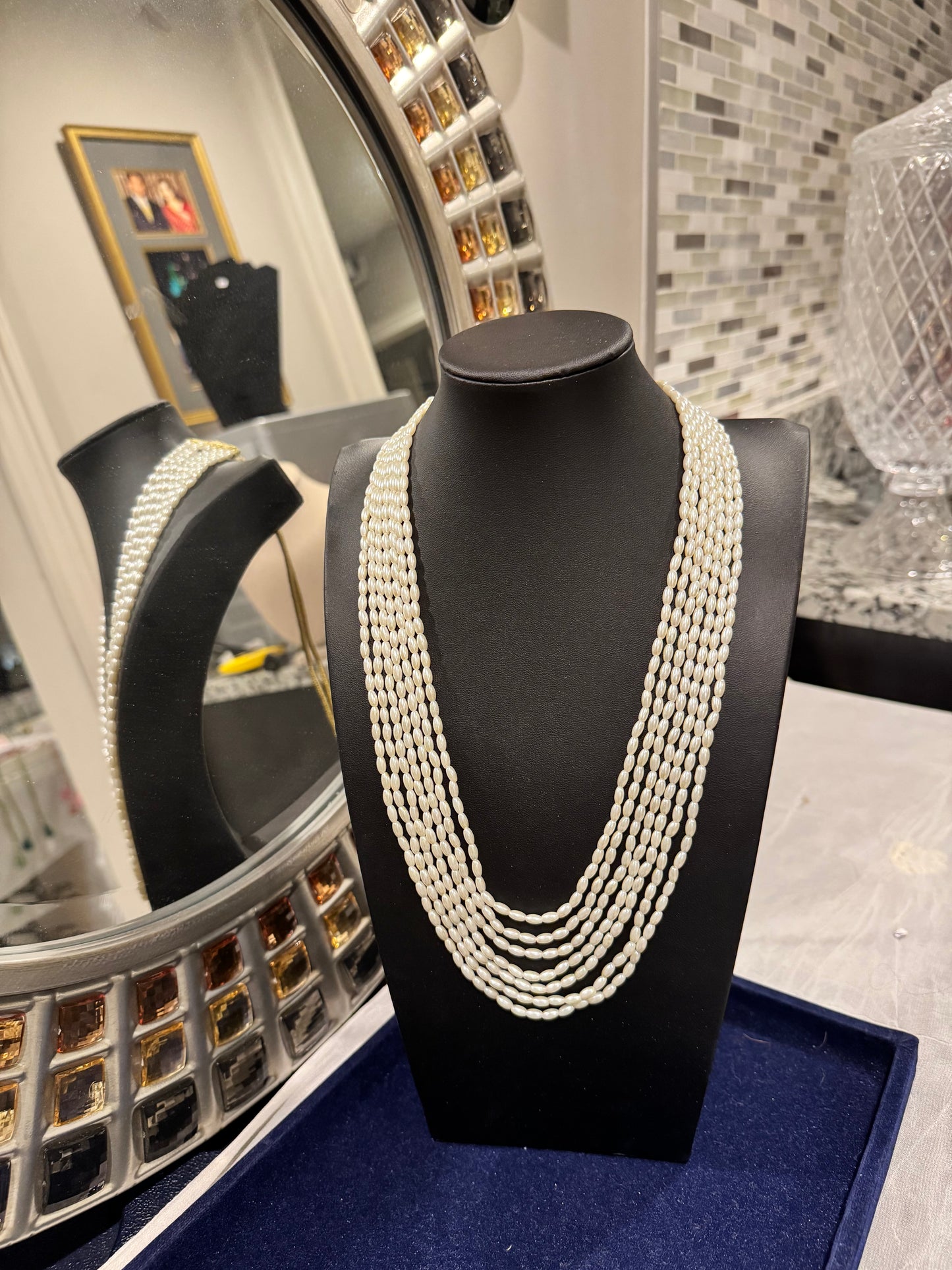 Shell Pearls necklace rice shape 3.5 mm small size