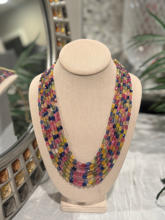 Multi sapphires cut finish extra fine quality necklace