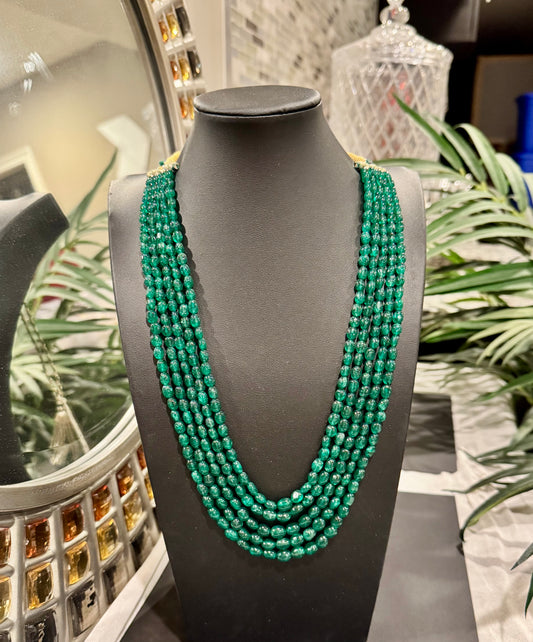 Emerald necklace oval beads