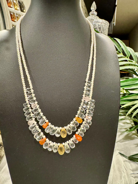 Natural beads drops necklace