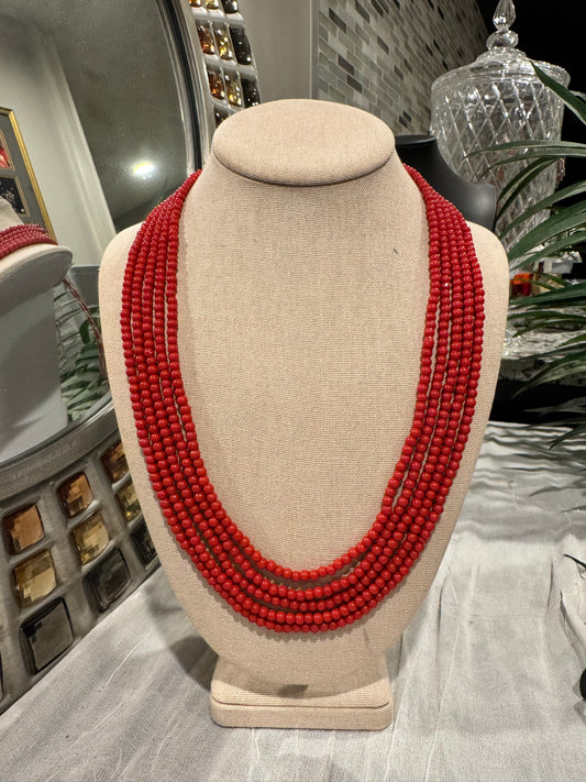 Coral round beads necklace