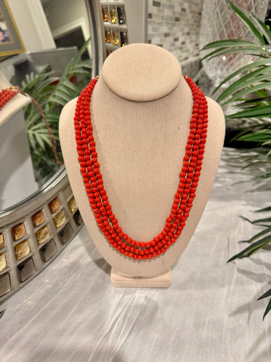 Pumpkin shape Taiwanese coral 6 mm