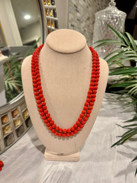 Pumpkin shape Taiwanese coral 8-10 mm