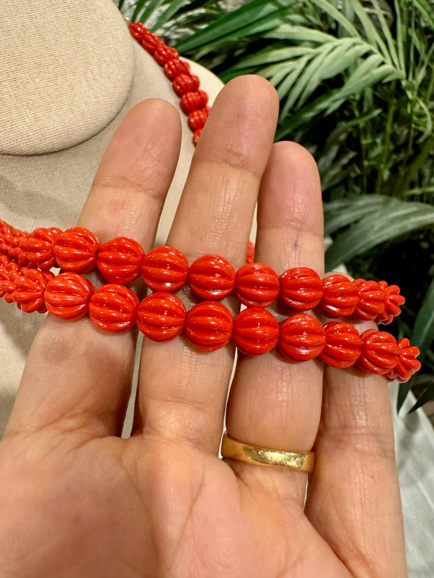 Pumpkin shape Taiwanese coral 8-10 mm