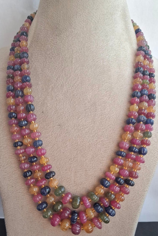 Multi sapphire pumpkin beads necklace