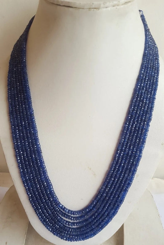 Blue sapphire  cut finish necklace