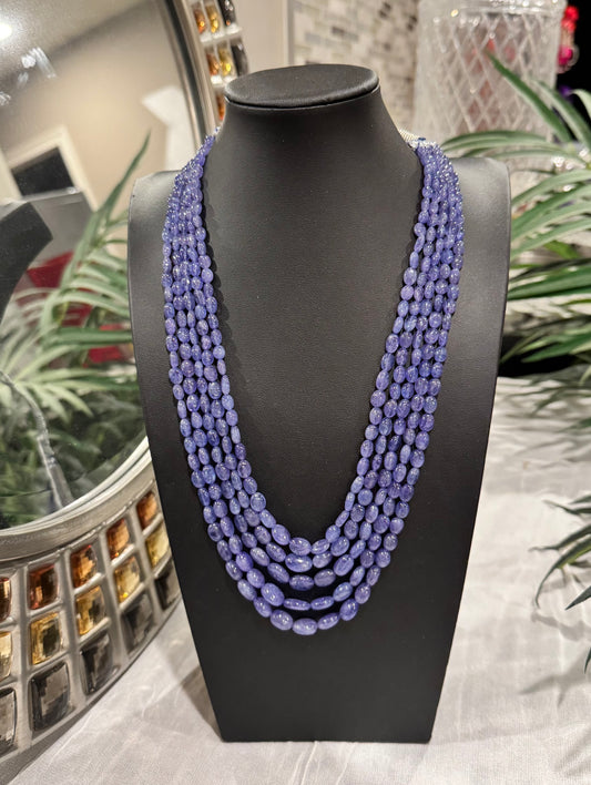 Natural tanzanite oval necklace