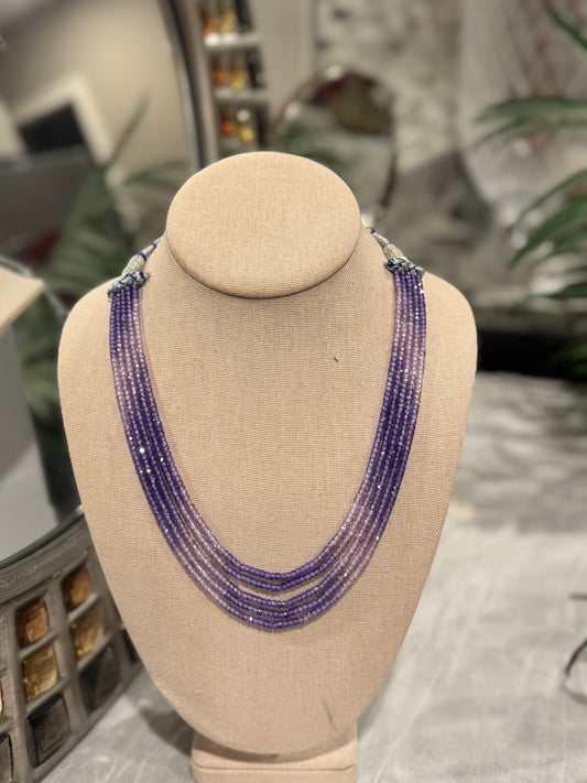 CZ purple lavender and white necklace