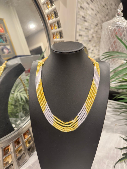 CZ yellow and white necklace