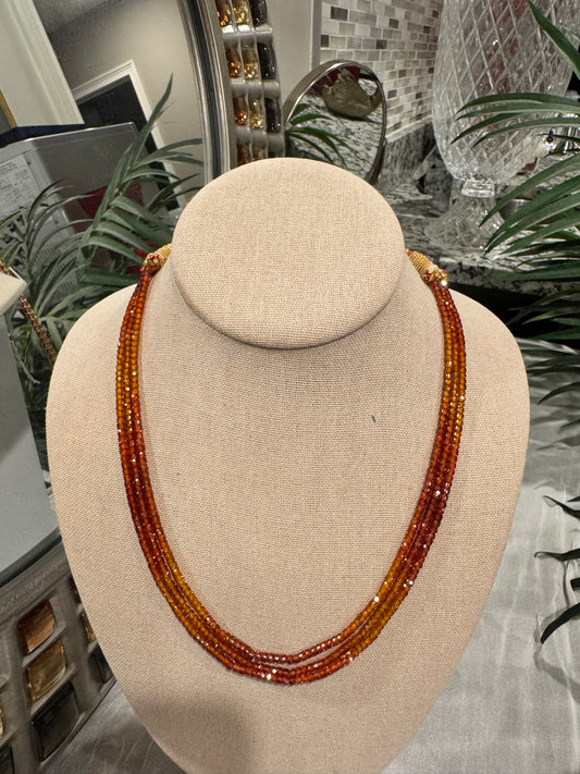 CZ orange beads necklace