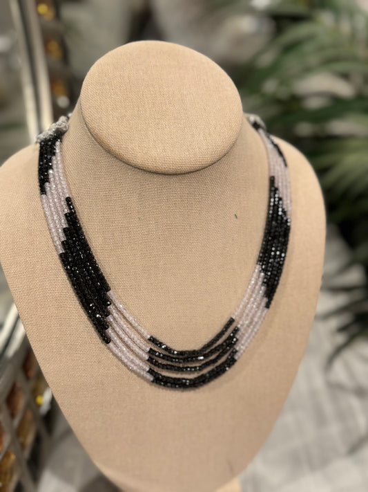 CZ black and white necklace