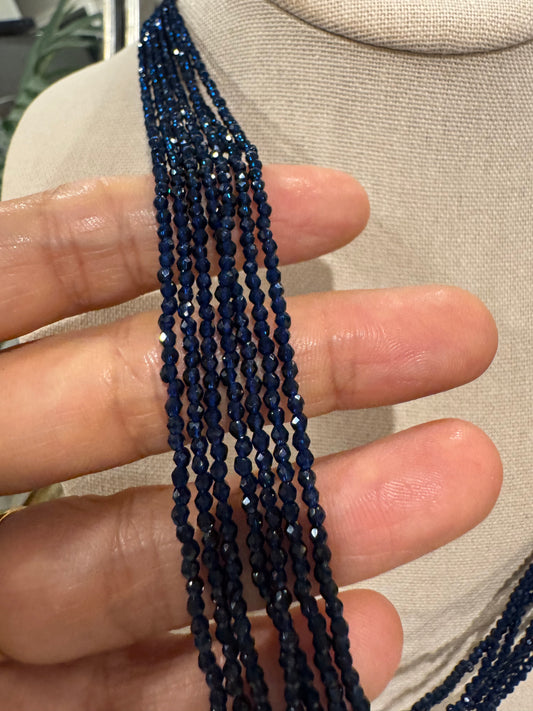 Blue jade 2 mm bead necklace