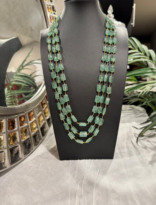 Green strawberry quartz rectangle shape in chain