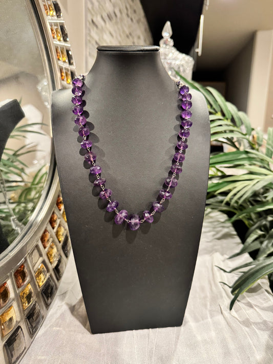 Amethyst cut finish necklace big size beads