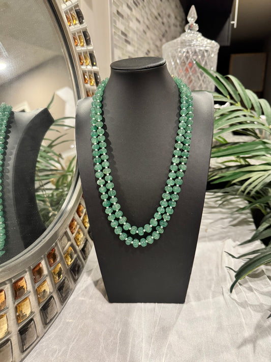 Green Strawberry quartz pumpkin beads necklace