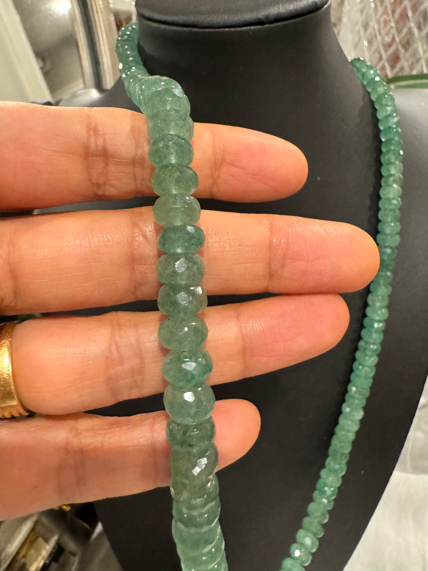 Natural green strawberry quartz cut finish