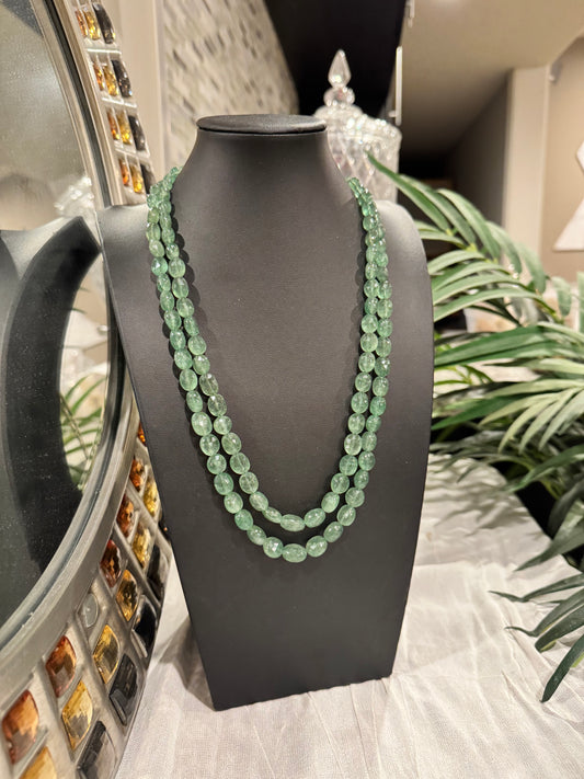 Green Strawberry quartz cut finish necklace