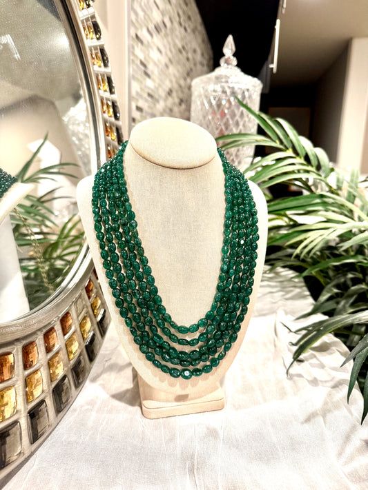 Emerald necklace oval beads