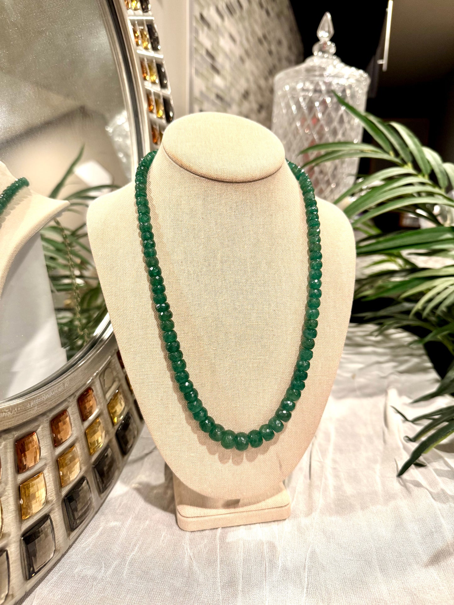 Emerald cut finish necklace big size beads