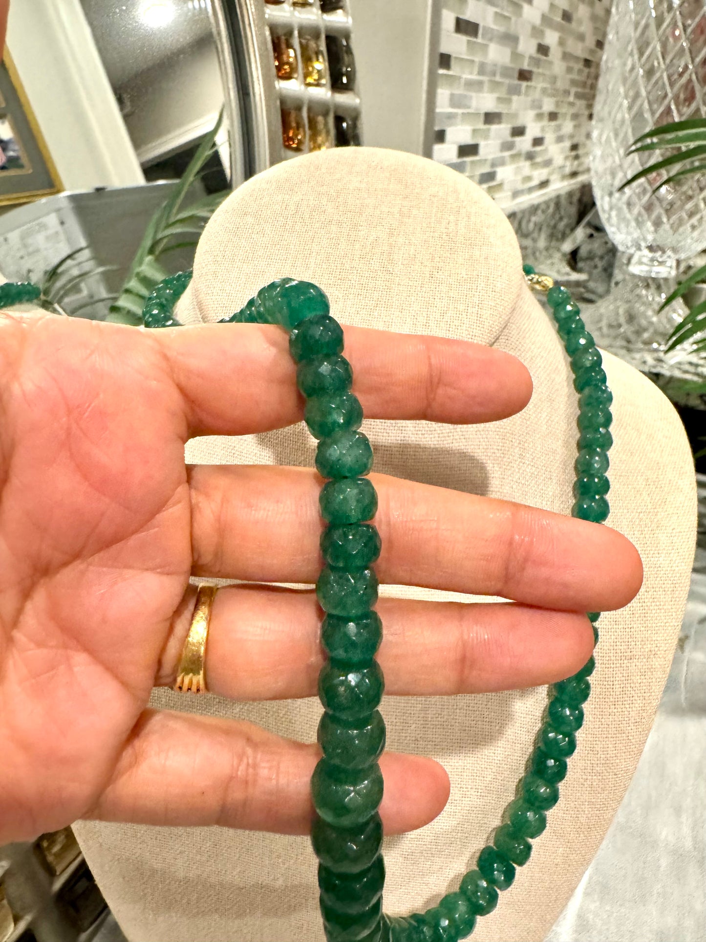 Emerald cut finish necklace big size beads