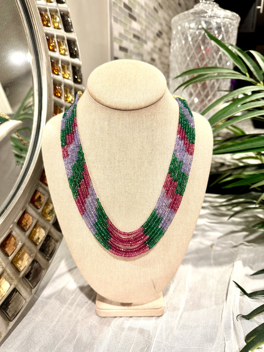 Tanzanite Ruby emerald necklace cut finish
