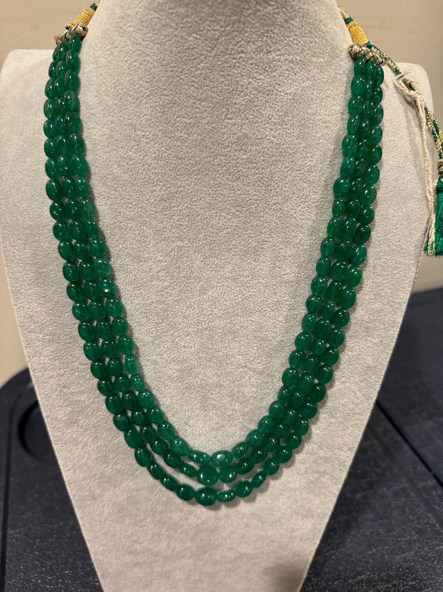 Emerald necklace oval beads