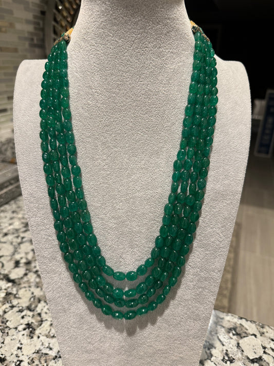 Emerald necklace oval beads