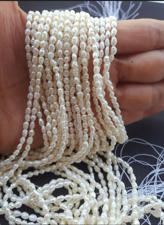 Freshwater Pearl strand rice pearl 3-3.5 mm strand 14 inch