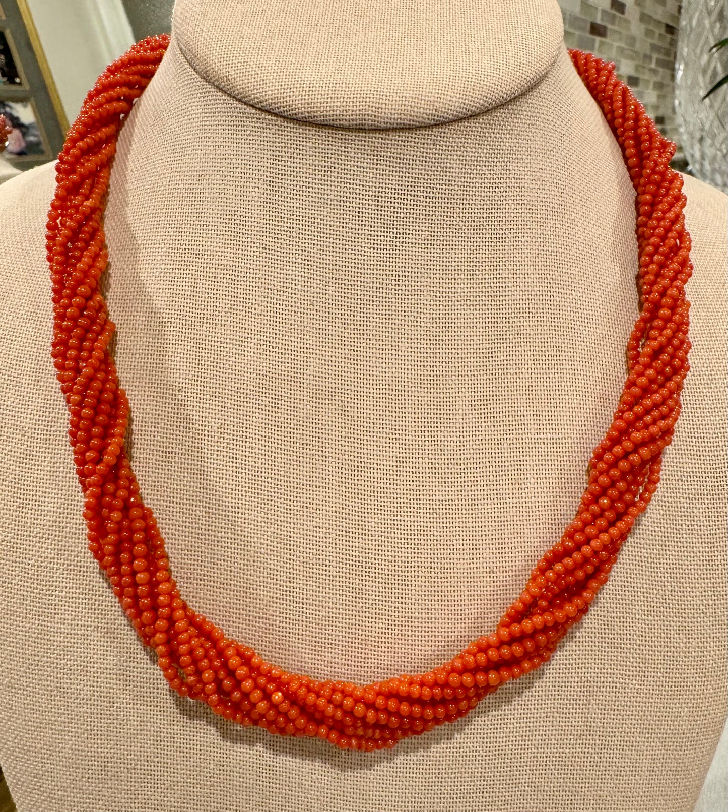 Natural Italian Corals 2.5 mm round beads necklace