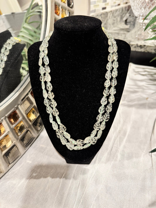 Green Amethyst leaf shape beads necklace