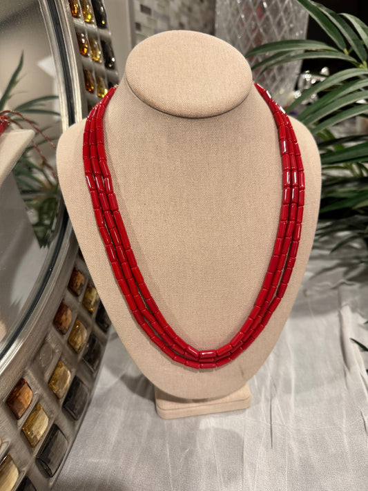 Taiwanese coral necklace pipe / tube shape beads