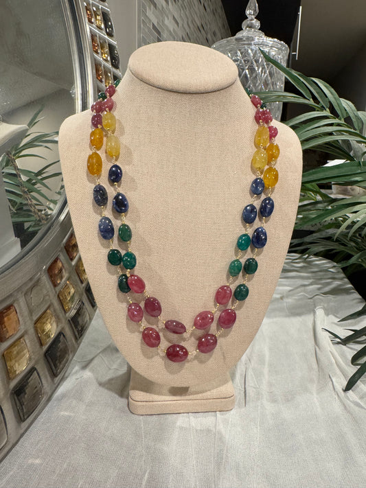 Multi sapphires nuggets in chain necklace