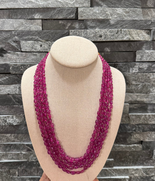 Natural Ruby oval beads necklace