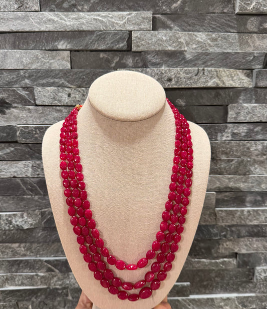 Oval ruby necklace red shade
