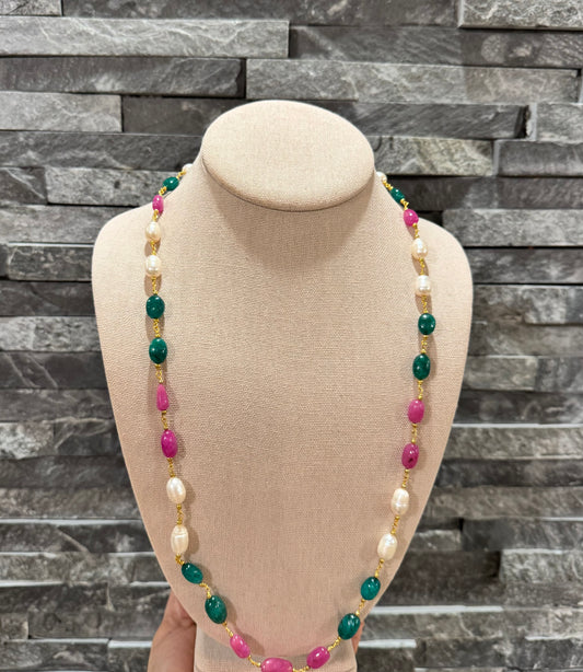 Ruby pearl emerald in chain 12 mm