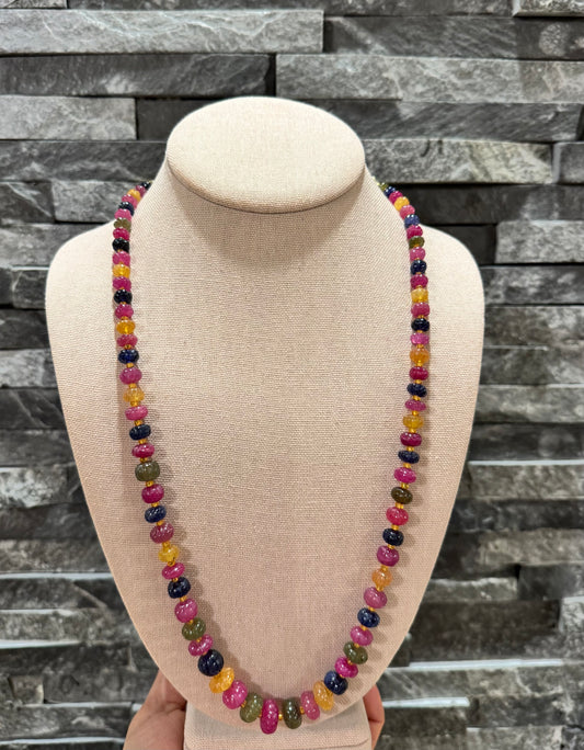 Multi sapphire pumpkin beads necklace