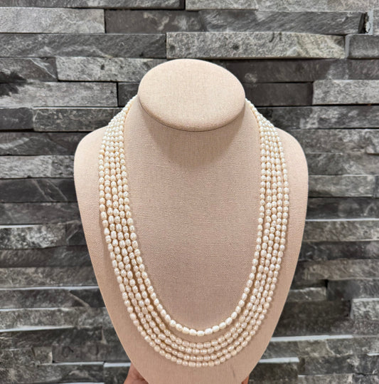 Freshwater  rice pearls small 3.5 mm necklace