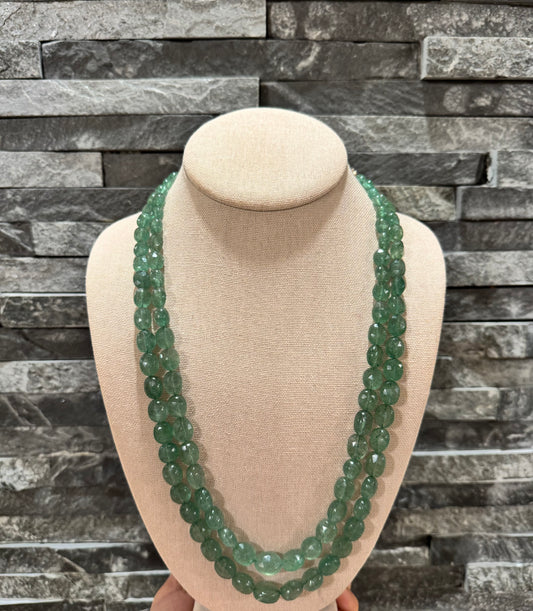 Green Strawberry quartz cut finish necklace