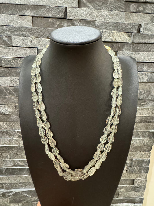Green Amethyst leaf shape beads necklace